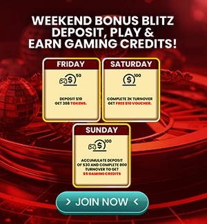 Weekend Bonus Blitz Deposit, Play & Earn Gaming Credits!