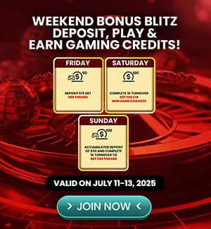 Weekend Bonus Blitz Deposit, Play & Earn Gaming Credits!
